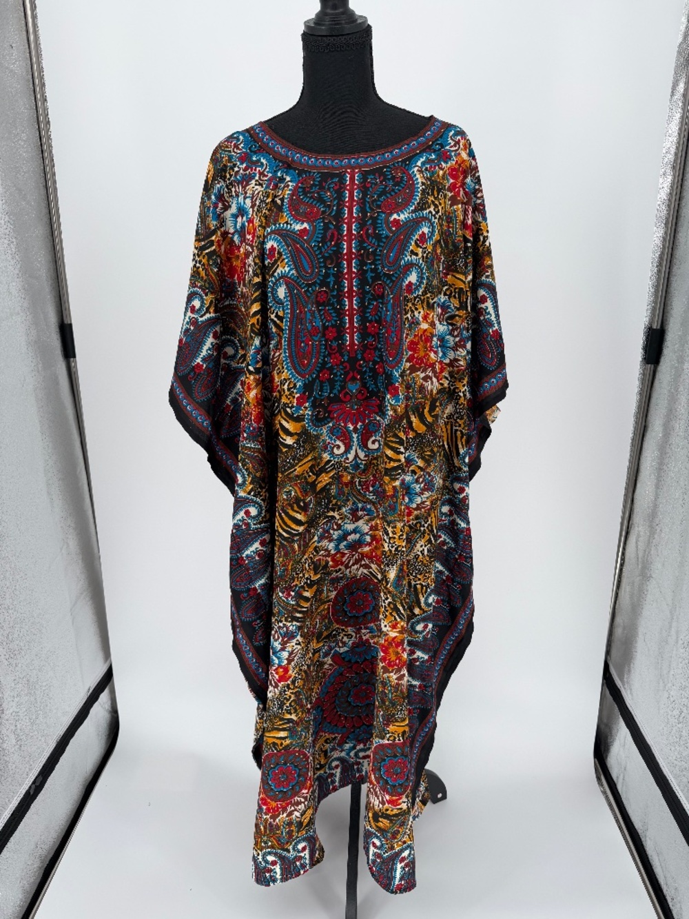 Vintage Sante Classics Paisley Floral Kaftan Dress | Mixed Animal Print One Size